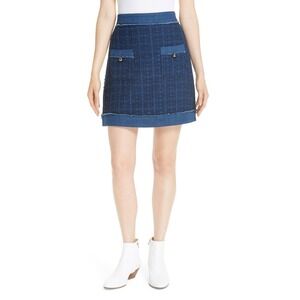 Kate Spade Women's Denim Tweed Lined Blue Skirt  Size 8 Broome Street indigo